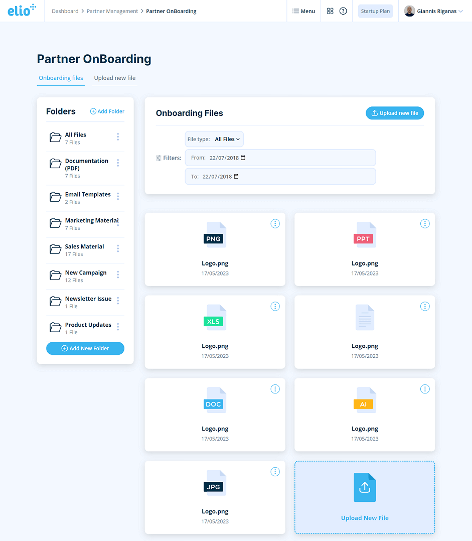 Onboarding categories at Elioplus