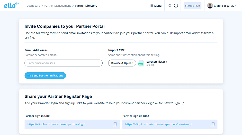 Send invitations from your partner directory