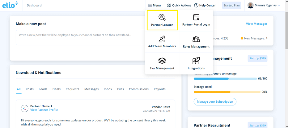 Partner locator unique URL